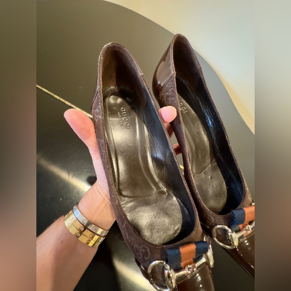 Gucci Authentic Vintage Retro Rare Luxury Patent Suede GG monogram Pumps/Shoes - Picture 11 of 17